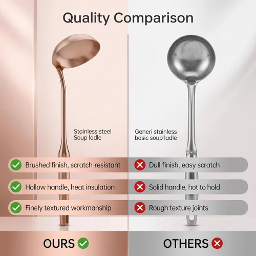Vista 7 de Cuchara de sopa de acero inoxidable Herramientas de cocina Cucharón de sopa grande Espátula de cocina Turner Herramienta de cocina Cuchara Cuchara