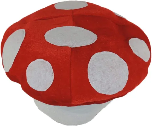 Vista 3 de Sombrero de peluche de hongos manchados rojos y blancos
