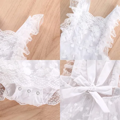 Vista 22 de IDOPIP Conjunto de ropa de 1er cumpleaños para niñas con estampado floral, estilo bohemio, con encaje, tutú y diadema de princesa