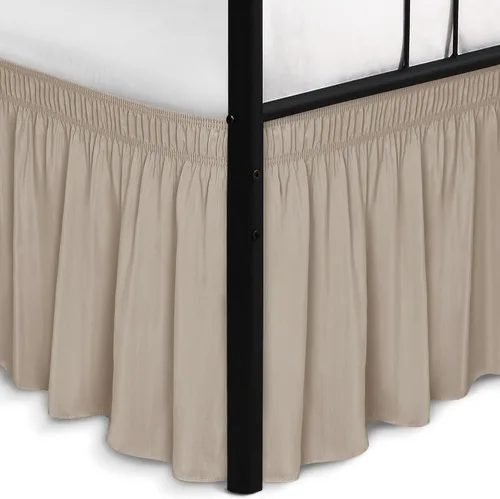 Vista 43 de Biscaynebay Faldas de cama envolventes con esquinas divididas para camas Twin/Twin XL de 15 pulgadas de caída, volantes de polvo elásticos Negro