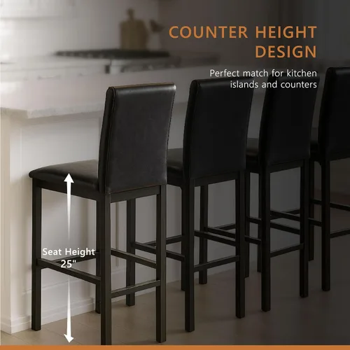 Vista 5 de Homelegance Tempe - Silla de comedor (4 unidades), piel sintética, color marrón oscuro