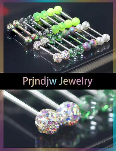 Vista 2 de Prjndjw 8-12 pares de anillos para pezón de acero quirúrgico de 14G y 16G, anillos para lengua de acero quirúrgico, piercing para pezón, diamantes