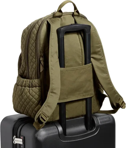 Vista 7 de Vera Bradley Mochila Campus de Algodón para Mujer, Climbing Ivy Green - Algodón reciclado