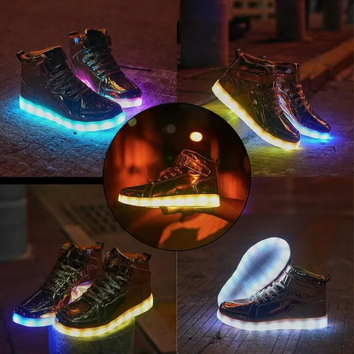 Vista 5 de YIQIZQ Zapatos deportivos con luz LED para mujeres y hombres, zapatos de baile hip-hop para Halloween, fiesta de Navidad con carga USB