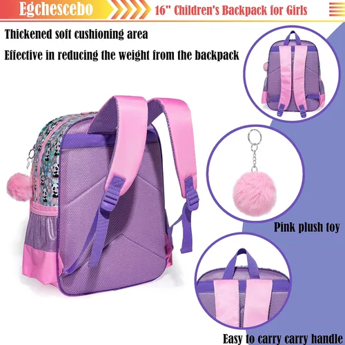 Vista 4 de Egchescebo Mochila transparente para niÃ±os y niÃ±as, con bolsas de almuerzo de felpa, Pink-xm-sb, Mochilas tipo mochila