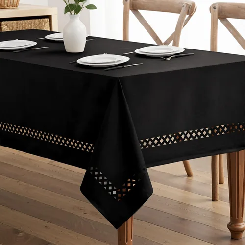 Vista 13 de MIULEE Mantel redondo de poliéster de lino beige con recortes decorativos, impermeable, resistente a las manchas y al encogimiento, 60 x 60