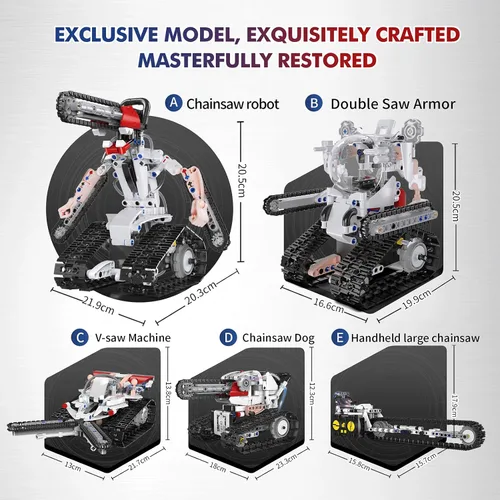 Vista 9 de Kit de construcción de robot RC STEM 5 en 1 para niños, juego de constructor de APP y control remoto, juguetes RC para niños bloques 419 piezas