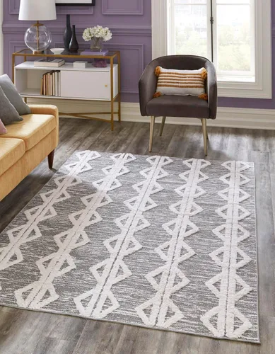 Vista 14 de Unique Loom Sabrina Soto Casa Collection - Alfombra de área - Palma (2 pies 3 pulgadas x 6 pies 1 pulgada, gris antracita/marfil)