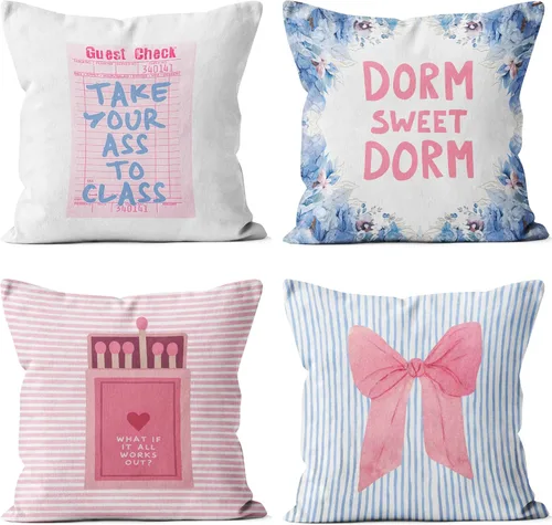 Vista 8 de Juego de 4 fundas de almohada inspiradoras bohemias de 18 x 18 pulgadas, regalos de afirmaciones positivas, coloridas citas motivacionales, fundas