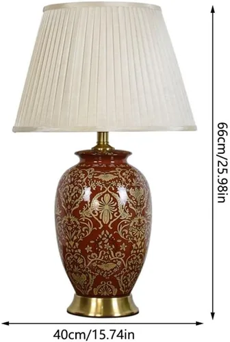Vista 2 de Lamp for Desk Living Room Large Side Table Corner Lamp Retro Ceramic Table Lamp Modern Bedroom Bedside Lamp Desk Lamps for Home Office(Push Button