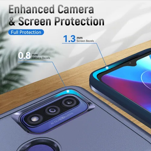 Vista 3 de Funda para Moto G Pure/G Play 2023 /G Power 2022 con protector de pantalla, [prueba de caídas de grado militar] Funda protectora resistente a prueba