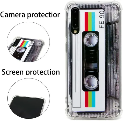 Vista 3 de FAteamll Funda para Galaxy A50 con esquinas reforzadas, TPU suave parachoques retro Cassette Cassette Funda compatible con Samsung Galaxy A50 / A50s