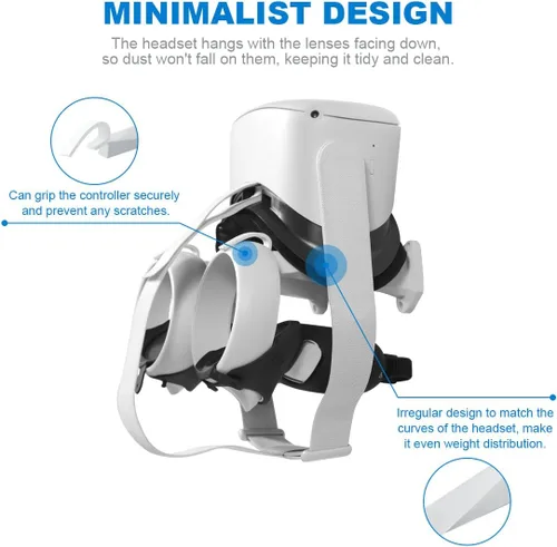 Vista 2 de LANMU Wall Mount Holder Accessories Compatible with OculusMeta Quest 2,Quest and Elite Strap, VR Headset and Controller Mount, Saving Space