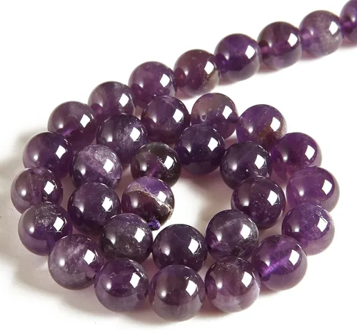 Vista 3 de 100 piezas de cuentas de amatista natural de 6 mm, cuentas de piedras preciosas redondas sueltas para hacer joyas
