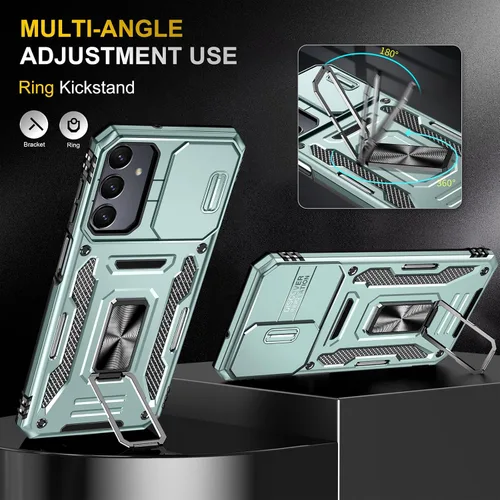 Vista 3 de Para Samsung Galaxy A16 5G Funda con Protector de Pantalla y con Cubierta de Cámara, Soporte Giratório de 360° Grado Militar (Resistente) Protector