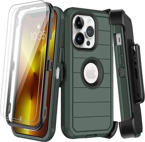 Vista 18 de KECAI Funda para iPhone 13 Mini con Protector de Pantalla Integrado, Funda con Clip para Cinturón, Resistente de Servicio Pesado a Prueba de Golpes