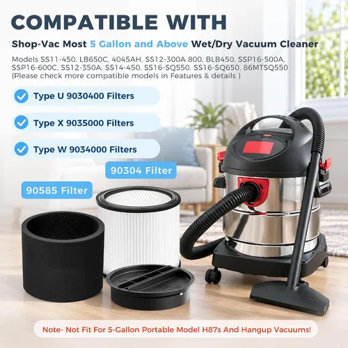 Vista 2 de 90304 Kit de filtros de repuesto para aspiradora Shop Vac 90350 90585 90333