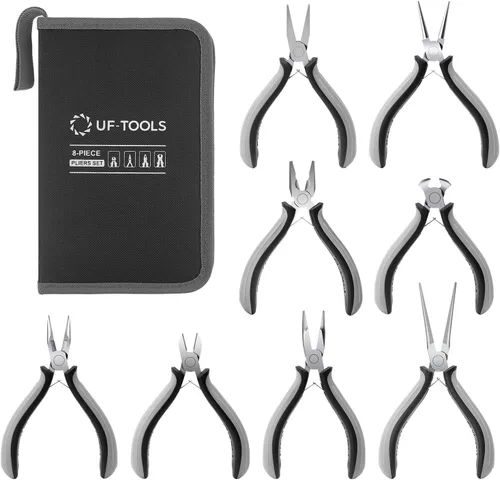 Vista 11 de SOONAN 5 Piezas Alicates Mini, Juego de Herramientas Duraderas Cortadores de Cables – Punta de Aguja Larga, Nariz Larga, Alicate de Punta Curvada