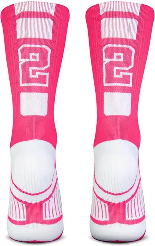 Vista 14 de ChalkTalkSPORTS Calcetines de equipo personalizados - Calcetines con números rosados Elige tu número