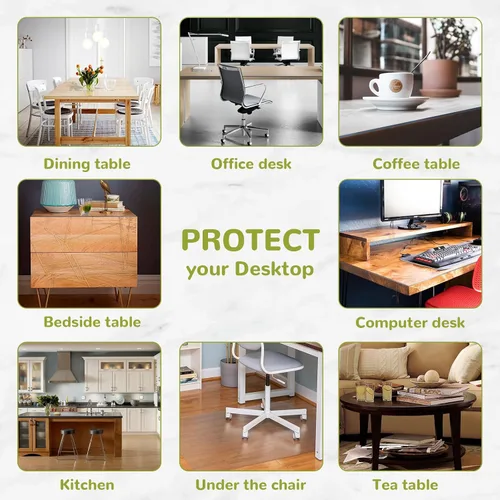 Vista 6 de Protector de mesa redondo transparente de 36 pulgadas, protector redondo transparente para mesa de comedor, 0.059 in de grosor, impermeable