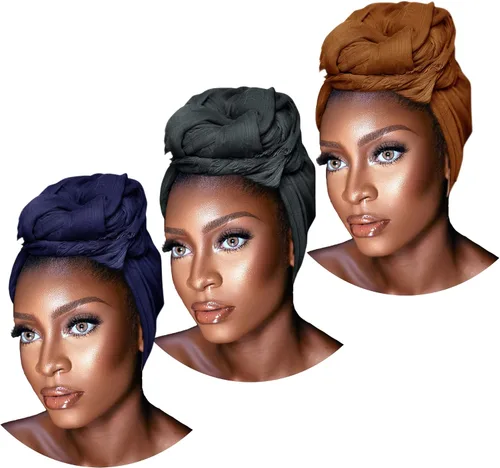 Vista 21 de Ankara - Diadema suave con estampado africano para la cabeza, bufanda para el cabello largo, turbante, corbata, punto africano, envolturas