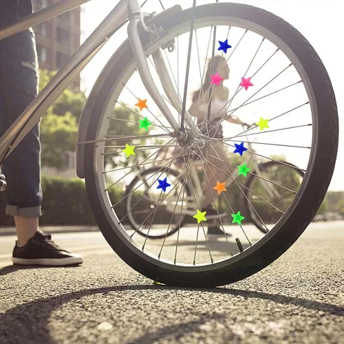 Vista 3 de NT-ling Radios de rueda de bicicleta de estrella con cuentas de clip de plástico para bicicleta, radios coloridos para bicicleta, decoraciones