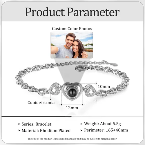 Vista 2 de Jewelstruck Pulsera con imagen en el interior, pulsera personalizada de proyección de fotos, pulsera conmemorativa personalizada para mujeres
