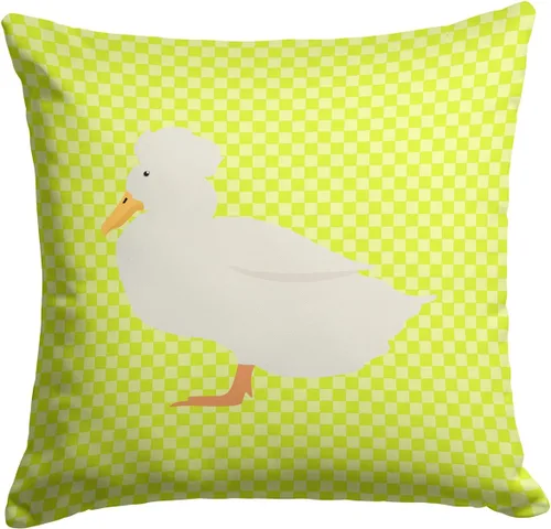 Vista 92 de Caroline's Treasures BB8163PW1414 Beltsville - Almohada decorativa de tela a cuadros pequeños, color blanco, pavo y gallina azul, lavable a máquina