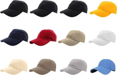 Vista 40 de Gelante Gorras de béisbol 100% algodón liso en blanco tamaño ajustable al por mayor a granel de 12