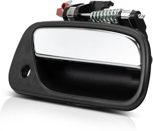 Vista 6 de KarParts360 Para Toyota T100 1993-1998 Manija de puerta exterior delantera, bisel negro del lado del pasajero con palanca cromada con orificio