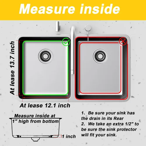 Vista 4 de Rejilla de fregadero y protectores de fregadero para fregadero de cocina, estante de fregadero para parte inferior del fregadero, rejilla