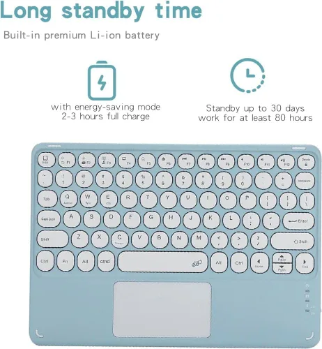Vista 4 de Funda de teclado para Samsung Galaxy Tab A8 de 10.5 pulgadas 2022 - Trackpad multitáctil, funda desmontable con teclado inalámbrico para tableta