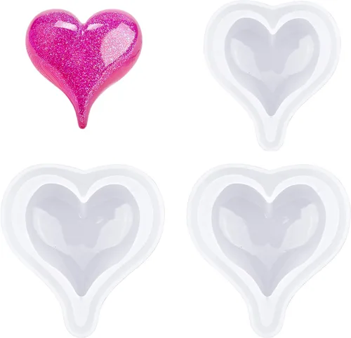 Vista 8 de WANDIC Moldes de silicona – 2 moldes de jabón 3D en forma de corazón para manualidades de jabón hechas a mano y resina