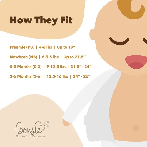 Vista 6 de Bonsie Skin to Skin Babywear Body con pies - Tan Baby Footed One Piece - Avena