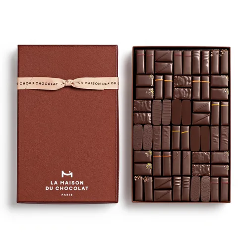 Vista 13 de LA MAISON DU CHOCOLAT Coffret Maison - Caja de regalo de chocolate francés oscuro gourmet (24 piezas)