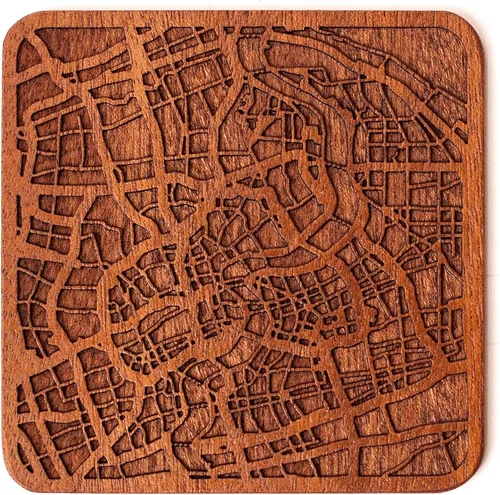 Vista 79 de Posavasos Amsterdam Map by O3 Design Studio, 1 pieza, posavasos de madera Sapele con mapa de la ciudad, hecho a mano, varias ciudades opcionales
