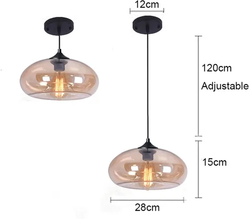 Vista 5 de Iluminación colgante de cristal industrial vintage de 11 pulgadas, 1 luz de granja, loft bar, lámpara colgante de techo, isla de cocina, comedor