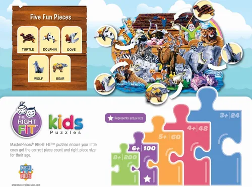 Vista 3 de MasterPieces Rompecabezas con forma de 100 piezas para niños, Arca de Noé, 14 x 19 pulgadas
