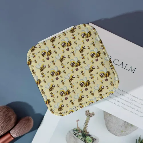 Vista 4 de Bumble Bee - Caja de almacenamiento de joyería de piel sintética para viaje, organizador de joyas, regalo para mujeres