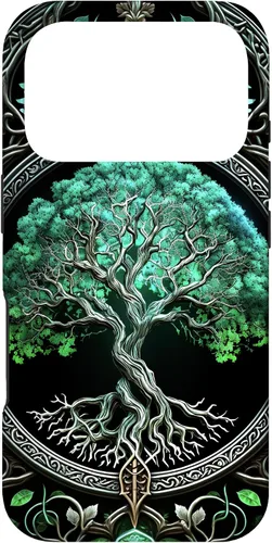 Vista 30 de Tree of Life Yoga Spiritual Celtic Viking Green Black Case for iPhone 17
