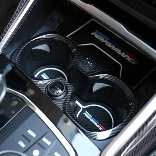 Vista 2 de Cubierta de marco de control central de coche ABS cromado estilo fibra de carbono para BMW Serie 3 G20 G28 325li 2019 2020