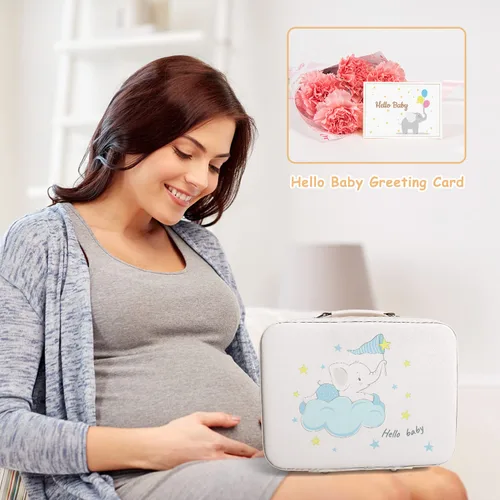 Vista 7 de iAOVUEBY Regalos de baby shower, regalos de bebé, juego de regalo de Navidad para recién nacidos, manta de bebé esencial de elefante, sonajero