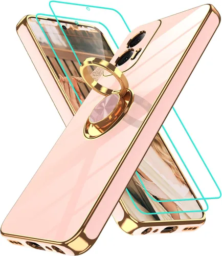 Vista 327 de Funda para Motorola Moto G 5G 2024: Funda Moto G Play 5G 2024 con 2 piezas de protectores de pantalla, soporte de anillo de rotación de 360°