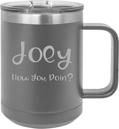 Vista 14 de Taza personalizada con recubrimiento en polvo de 15 oz con tapa personalizada grabada (negro)