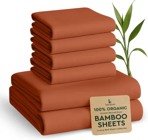 Vista 10 de BAMPURE Juego de sábanas tamaño Queen, 100% viscosa pura derivada de bambú, sábanas súper suaves y refrescantes para personas que duermen con calor