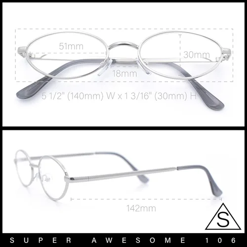 Vista 4 de SA106 Extra estrecho delgado borde de metal oval rectángulo retro vintage lente transparente moda gafas