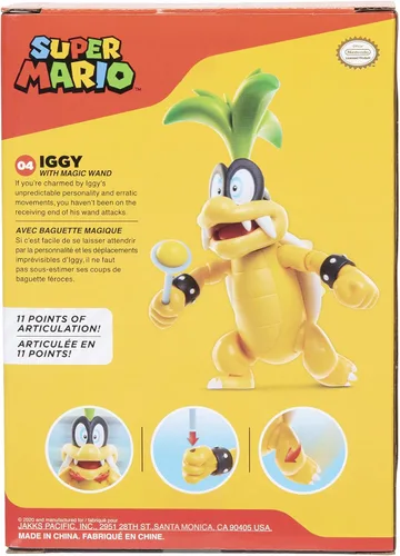 Vista 4 de Nintendo Super Mario - Figura de 3.9in, Iggy Koopa con varita