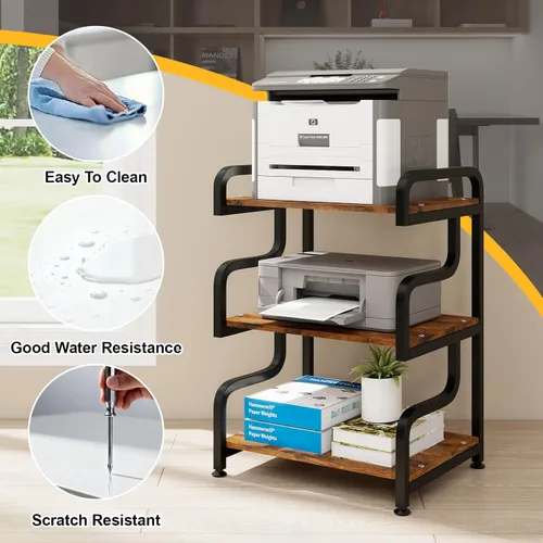 Vista 6 de Natwind - Soporte de impresora de 3 niveles con ruedas, carrito de almacenamiento móvil, estante de pie multiusos para reproductor multimedia