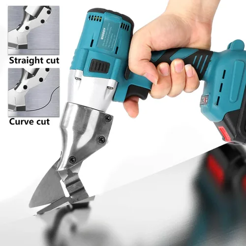 Vista 4 de Tijeras eléctricas de metal, tijeras de metal inalámbricas para cortar hojas, hierro, tapicería, alfombra, cuero, cartón con 2 baterías de 3000 mAh