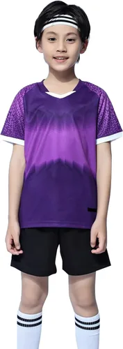 Vista 3 de LUCKYLUAN Conjunto de calcetines y pantalones cortos de fútbol para niños, uniforme deportivo de fútbol para niños y niñas